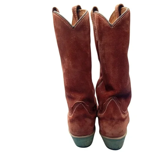 Vintage Wolverine Women's Cowboy Boots Brown/Orange Size 7 1/2 Suede Heel - Picture 6 of 15